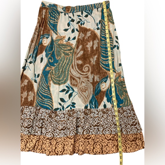 Vintage Draper’s & Damon’s Floral Boho Midi Skirt, Blue & Green, Women’s Large - Picture 7 of 7